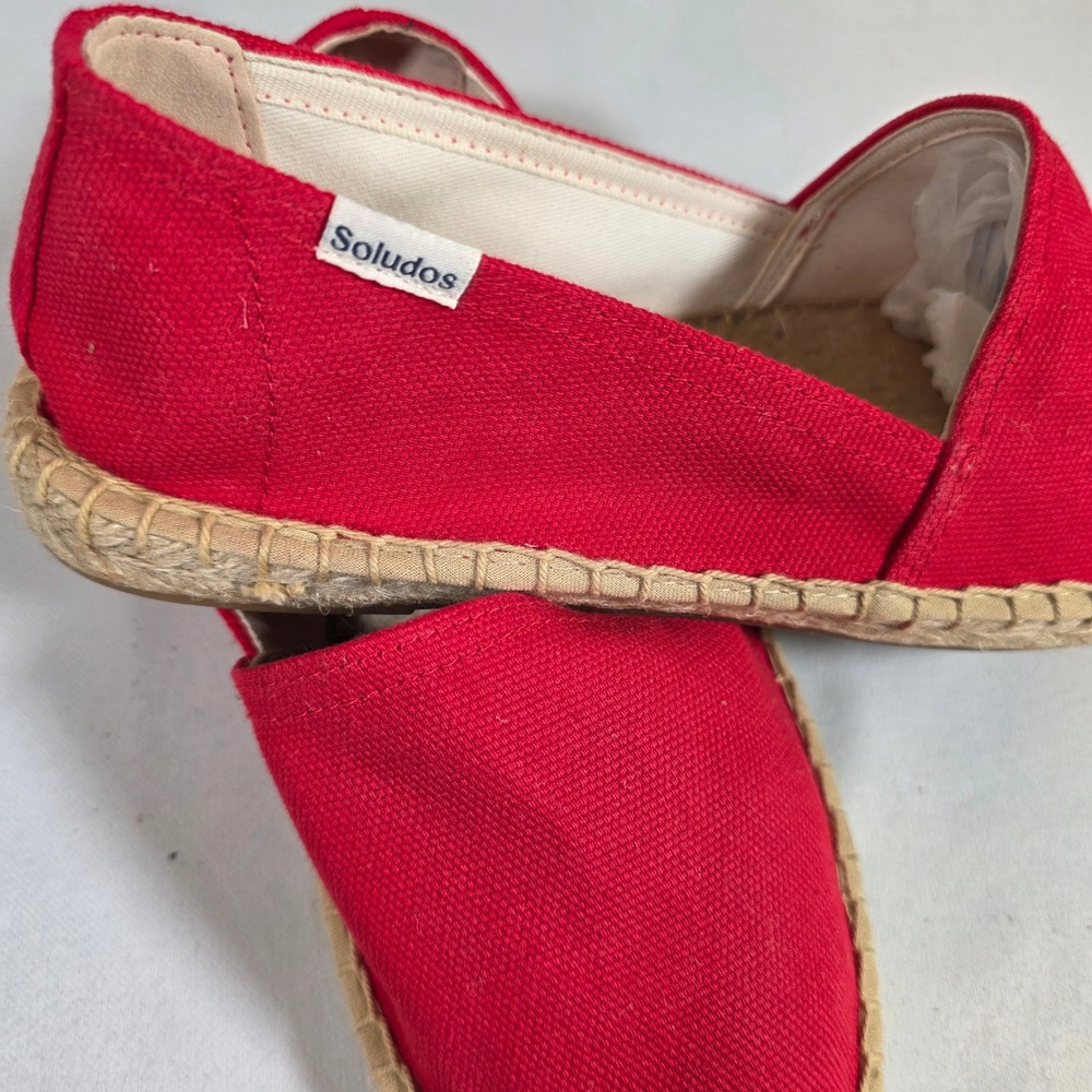 Soludos Dali Espadrille Womens 8.5 EU39 Red Canvas Slip-On Flats Shoes Beach - Picture 5 of 8